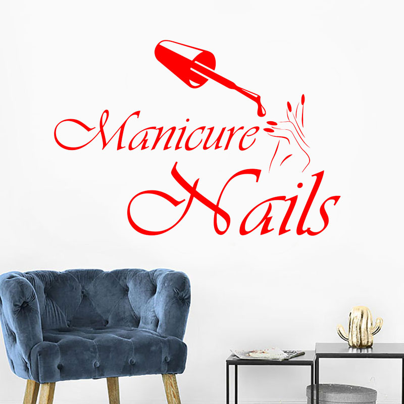 الجدار ملصق مانيكير الفينيل نا - مراجعة Interior Design Nail Salon وسعره